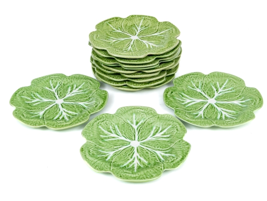 Set Of Twelve Portuguese Naturalistic Cabbage Plates