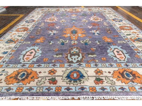 HAND KNOTTED INDIAN OUSHAK ROOM SIZE CARPET - 11' 10