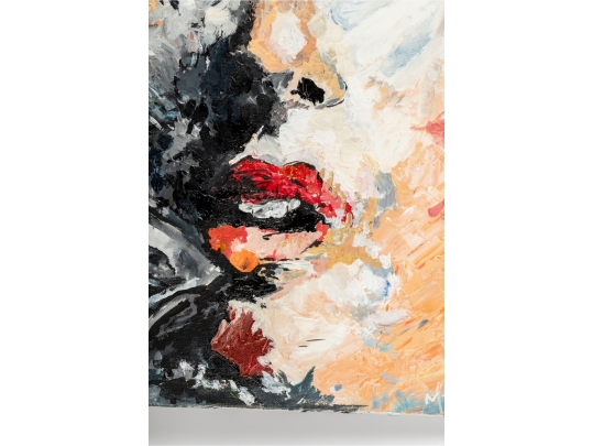 Abstract Of Womans's Face Acrylic On Canvas Painting -- Signed