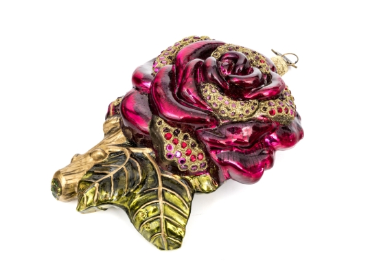Jay Strongwater Glass Rose Form Ornament 