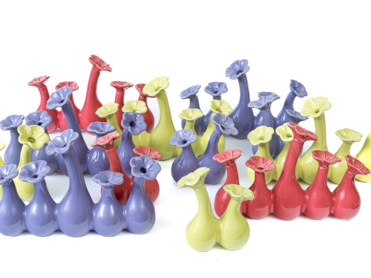 Collection Of Twelve Ceramic Floral Form Bud Vases