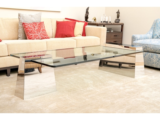 Vintage Chic Chrome And Glass Cocktail Table