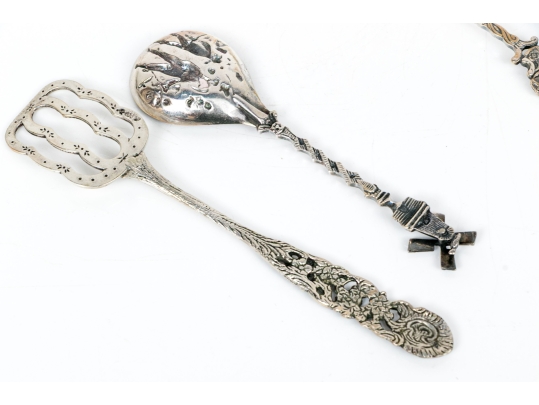 Assembled Collection Of 800 And Silver Plated Serving Pieces, 4.43 Ozt.