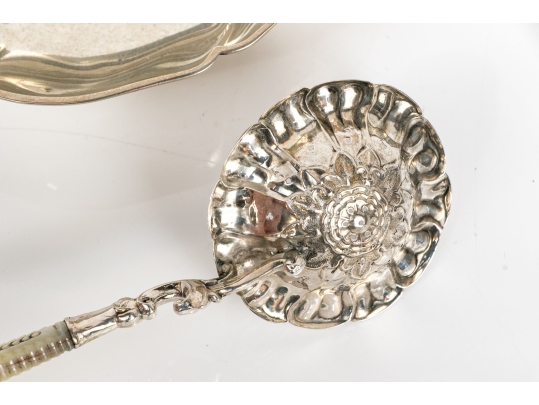 Sterling Silver Floral Form Bowl And Serving Spoon, 4.605 Gross Ozt.