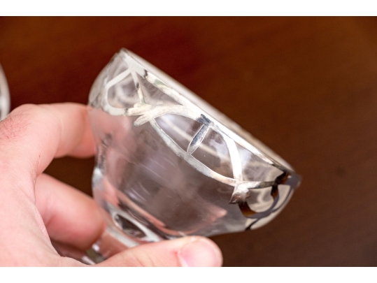 Collection Of Silver Overlaid Sherbet Glasses With Underplates