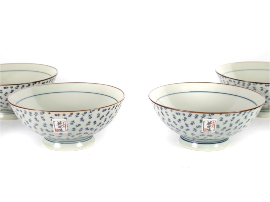 Set Of Four Chinese Blue And White Porcelain Bowls