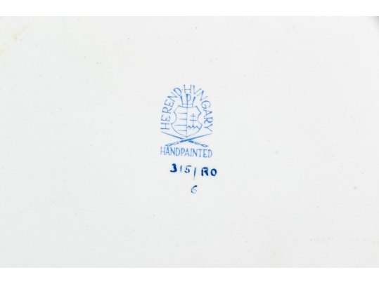 Herend Hungary Hand-Painted Porcelain Chop Plate Or Serving Platter, Rothschild Bird (RO) Pattern