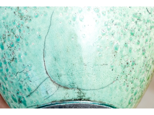 Studio Pottery Celadon Crackle Ceramic Jar