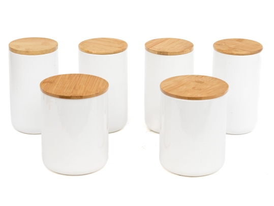 Decorative Set Of Six Lidded Canisters