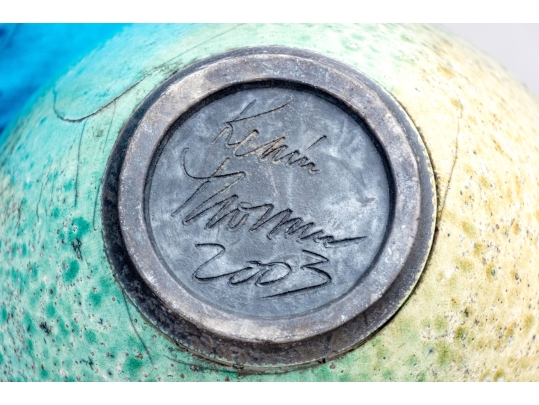 Studio Pottery Celadon Crackle Ceramic Jar