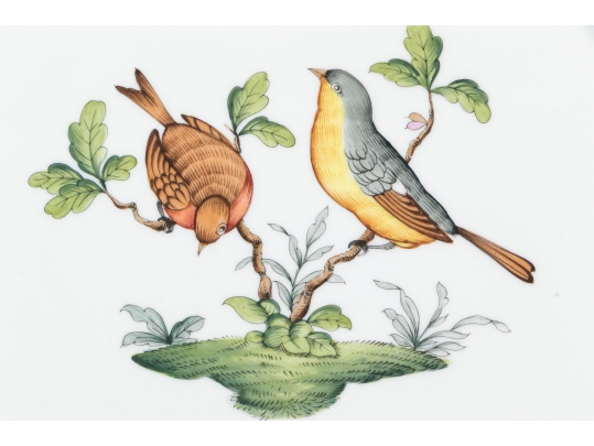 Herend Hungary Hand-Painted Porcelain Chop Plate Or Serving Platter, Rothschild Bird (RO) Pattern