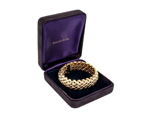 Tiffany & Co. 18k Yellow Gold Fabulous Chunky Open Basket Weave Motif Bracelet, With Box