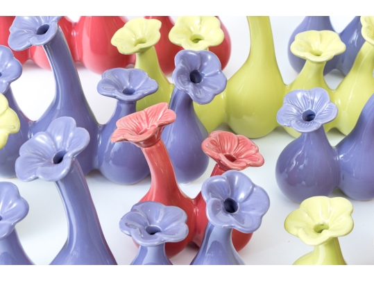 Collection Of Twelve Ceramic Floral Form Bud Vases