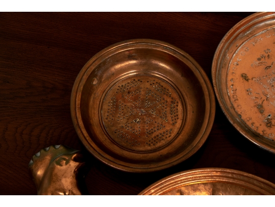 Impressive Collection Of  Four Copper Molds And  Four Plates