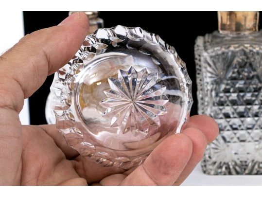 Antique Collection Of Five Sterling Silver Mounted Vanity Items