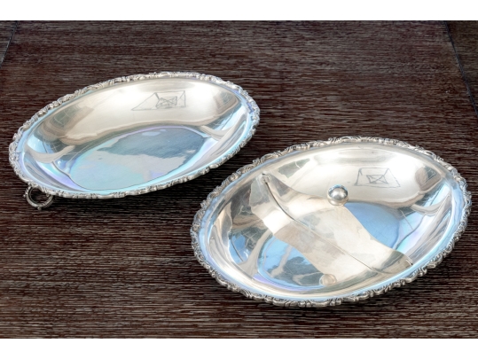 Mexican Sterling Silver Lidded Oval Serving Bowl, 43.6 Ozt.