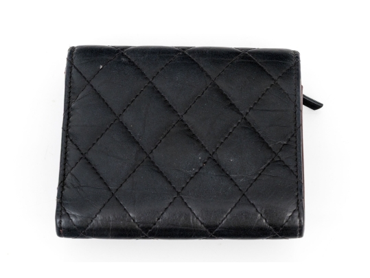 Chanel Matelasse Black Leather Wallet, With Box