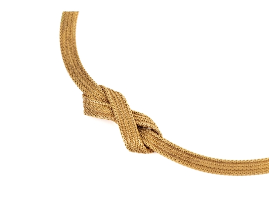Tiffany & Co. Vintage 14k Yellow Gold Wonderful Vintage Mesh Knot Necklace, By Grosse Germany