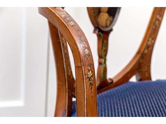 Adams Style Shield Back Painted Armchair