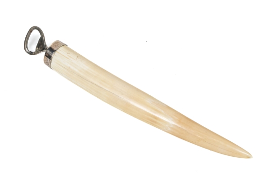 Antique Oversized Tusk And Silverplate Bottle Opener