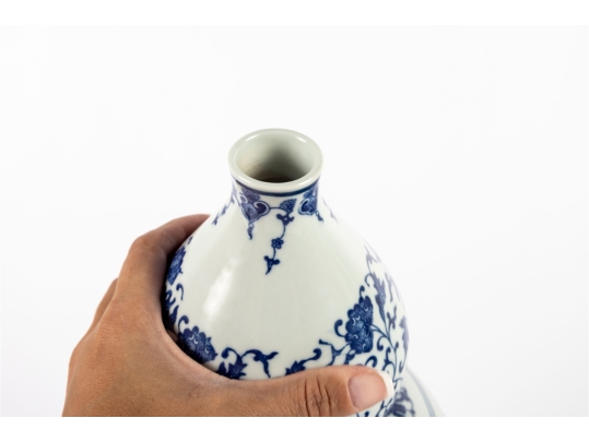 Chinese Import Blue And White Porcelain Double Gourd Vase