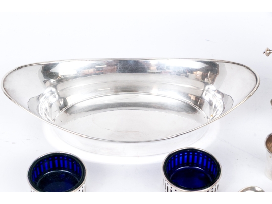 Silver Plate, Crystal And Cobalt Glass Serving Wares