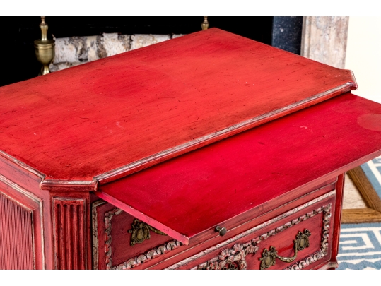 Antique Neoclassical Style Vibrant Red Bachelor's Chest