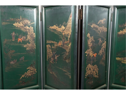 3ft Hand-Painted Chinese Four-Panel Folding Screen