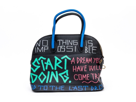 Balenciaga Ville Graffiti Leather Top Handle Bag