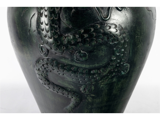 Chinese Style Ceramic Vase With Dragon Relief