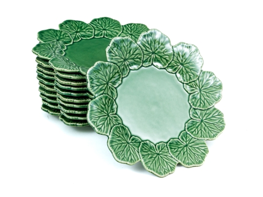 Set Of Eleven Portuguese Bordallo Pinheiro Hand-painted Ceramic Plates