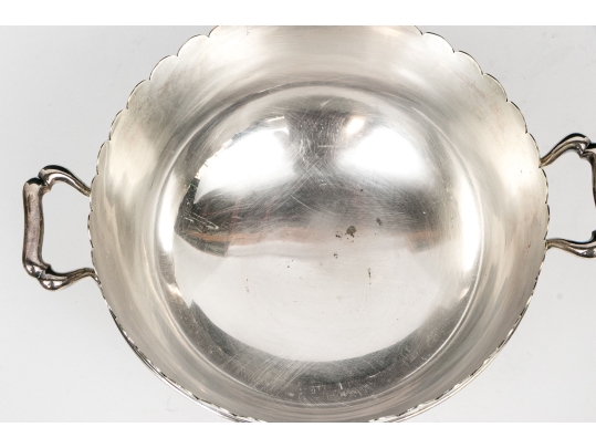 George III Style Antique English Quality Twin Handled Silver Plated Cooler Bowl