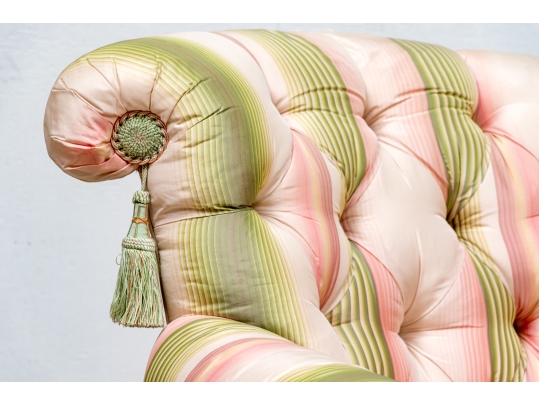 Vintage Button Tufted Armchair For Reupholstery