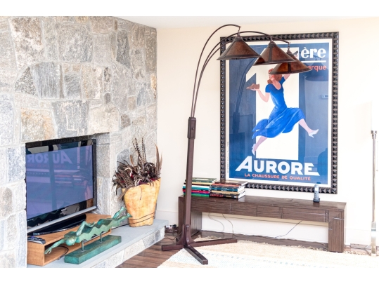 Vintage Arc Floor Lamp With Three Lights And Three Shades