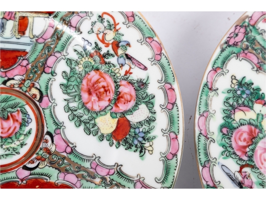 Set Of Four Chinese Rose Medallion Porcelain Plates
