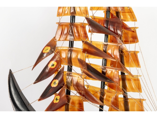 Chinese Horn Carving Craft Ship