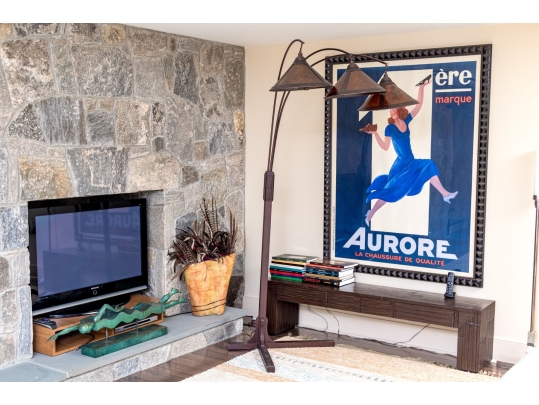 Vintage Arc Floor Lamp With Three Lights And Three Shades