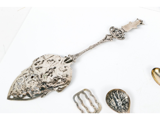 Assembled Collection Of 800 And Silver Plated Serving Pieces, 4.43 Ozt.