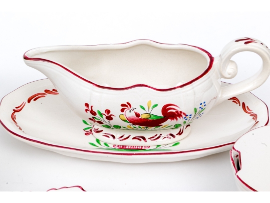 Thirty-One Piece French St. Clement Hand-Painted Ceramic Dining Service