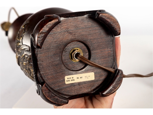 Chinese Brass Vase Converted Table Lamp