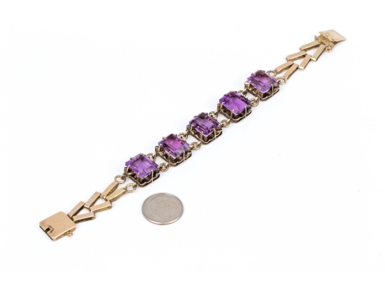 14K Tasteful Amethyst Set Bracelet