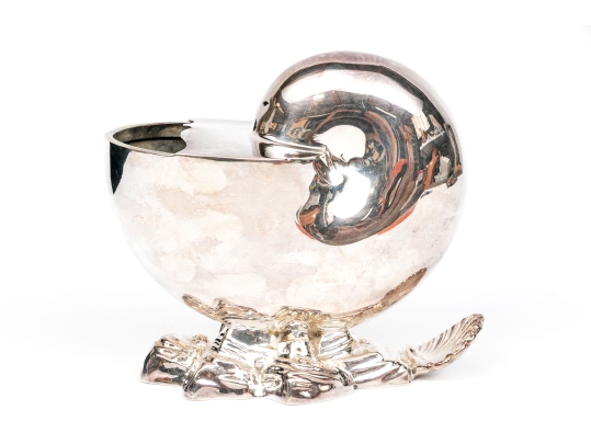 Antique English Victorian Silverplate Nautilus Spoon Warmer