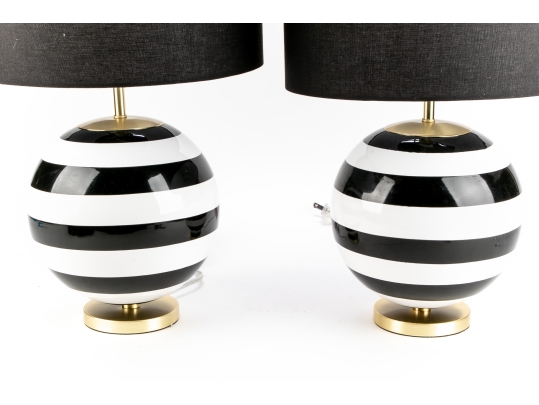 Pair Of Kate Spade Contemporary Striped Ceramic Table Lamps #101088 | Black  Rock Galleries