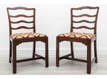 Pair Of George III Mahogany Ladder-Back Side Chairs