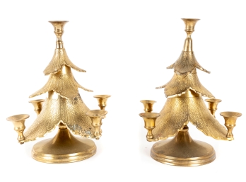 Waccamaw Brass Works Christmas Tree Candle Holders