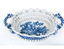 Two Decorative Blue And White Porcelain Twin Handled Serving Bowls
