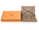 Hermes Taupe Leather Calvi Card Holder, With Box