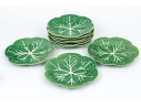 Set Of Nine Bordallo Penniero Portuguese Hand-Painted Cabbage Plates