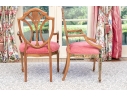 Lavish Pair Of Edwardian Style Painted Satinwood Shield-Back Arm Chairs