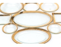 Annieglass, 9 Piece Lavish Gilt Trimmed Glass Serving Wares